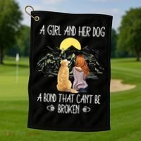 A Girl And Her Dog A Bond That Can't Be Broken Golf Towel thumb 1