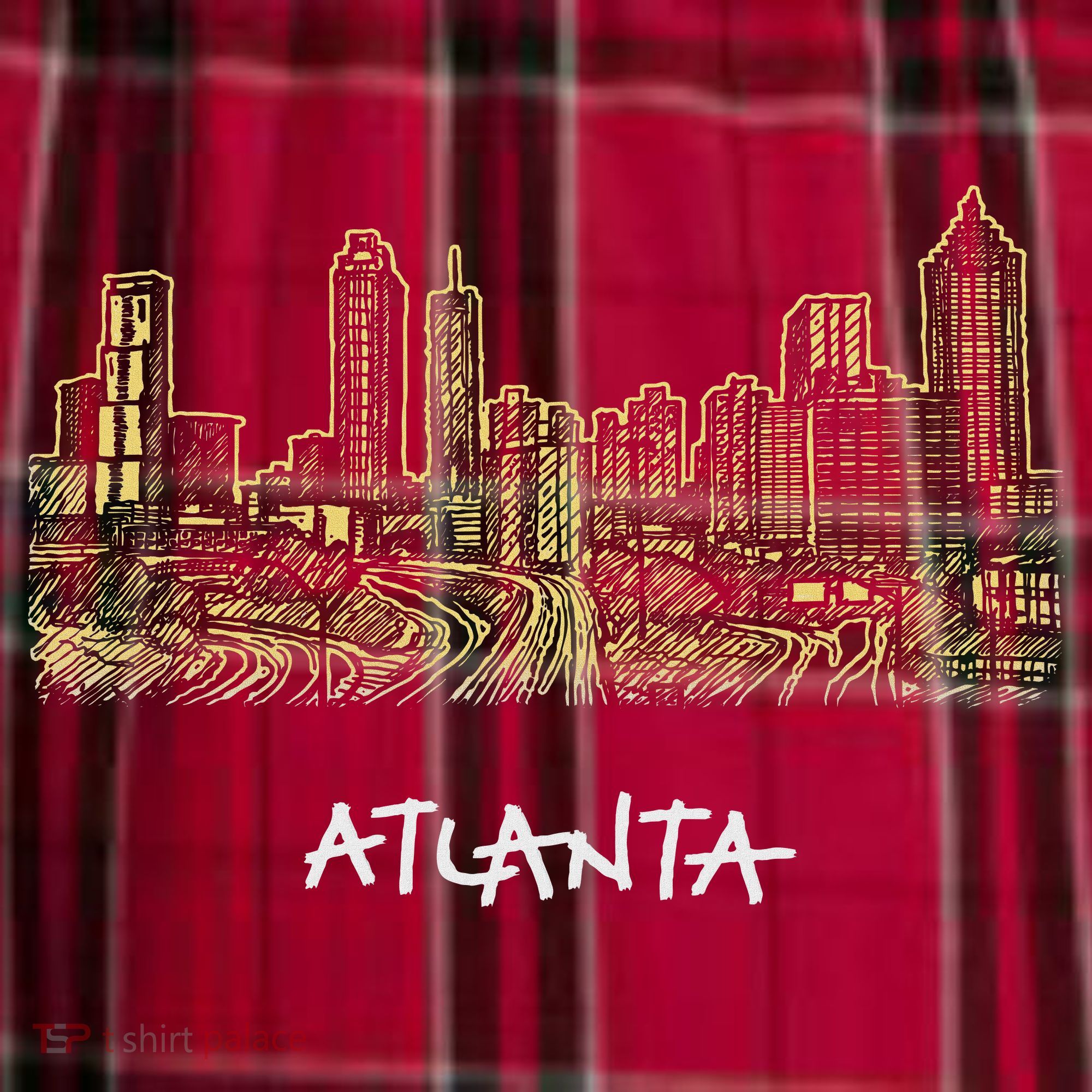 Atlanta Georgia Atl Peach State Skyline Panorama Women's Flannel Plaid Pajama Pants
