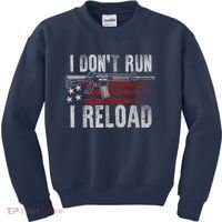 AR15 Gun American Flag I Don't Run I Reload I Dont Run Kids Sweatshirt thumb 0