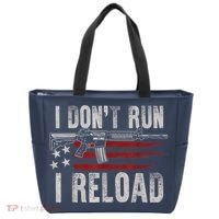 AR15 Gun American Flag I Don't Run I Reload I Dont Run Tote Bag thumb 0