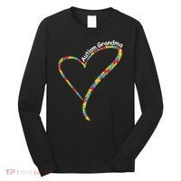 Autism Grandma Autism Awareness Puzzle Piece Heart Long Sleeve Shirt thumb 0