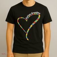 Autism Grandma Autism Awareness Puzzle Piece Heart T-Shirt thumb 3
