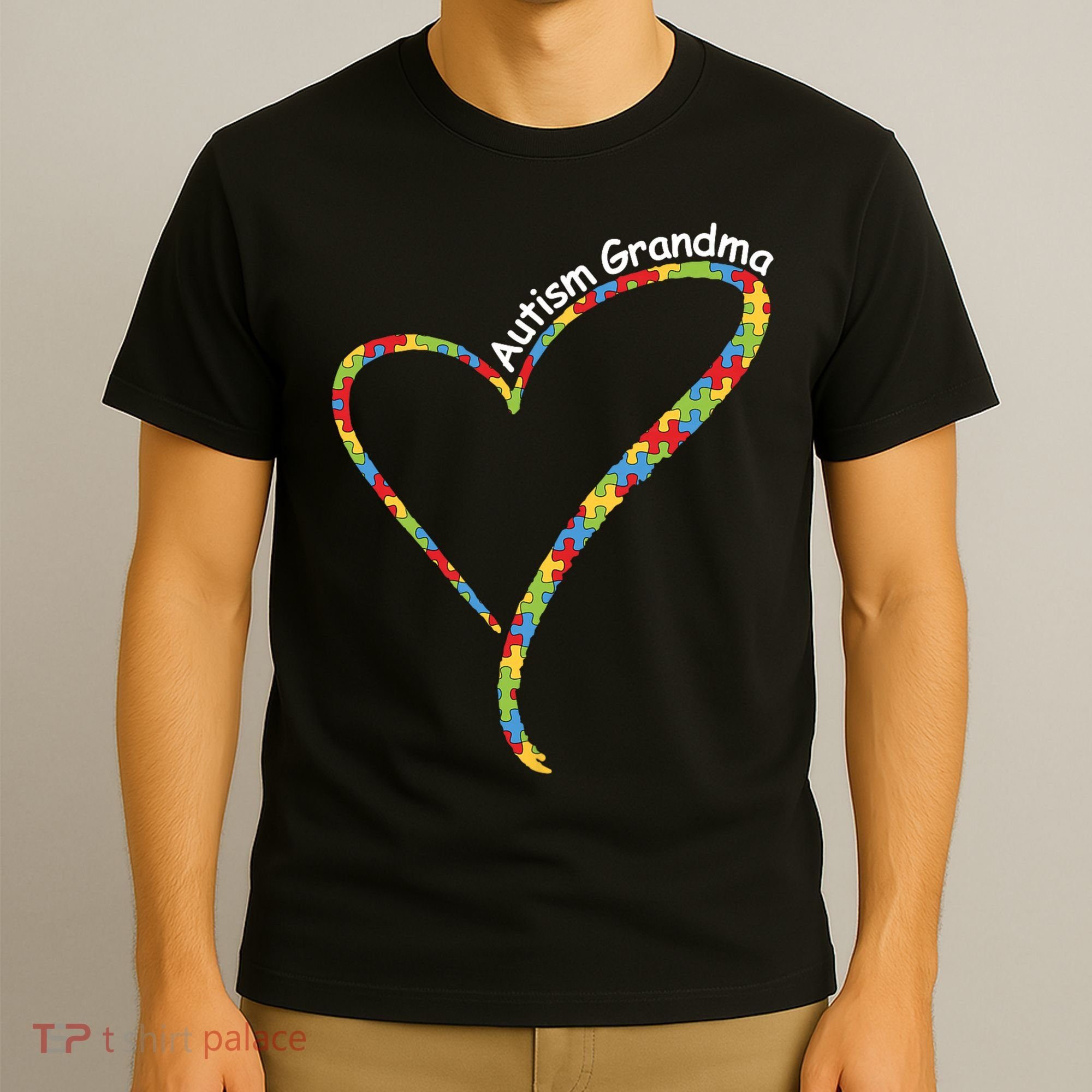 Autism Grandma Autism Awareness Puzzle Piece Heart T-Shirt