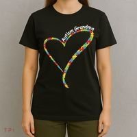 Autism Grandma Autism Awareness Puzzle Piece Heart T-Shirt thumb 4
