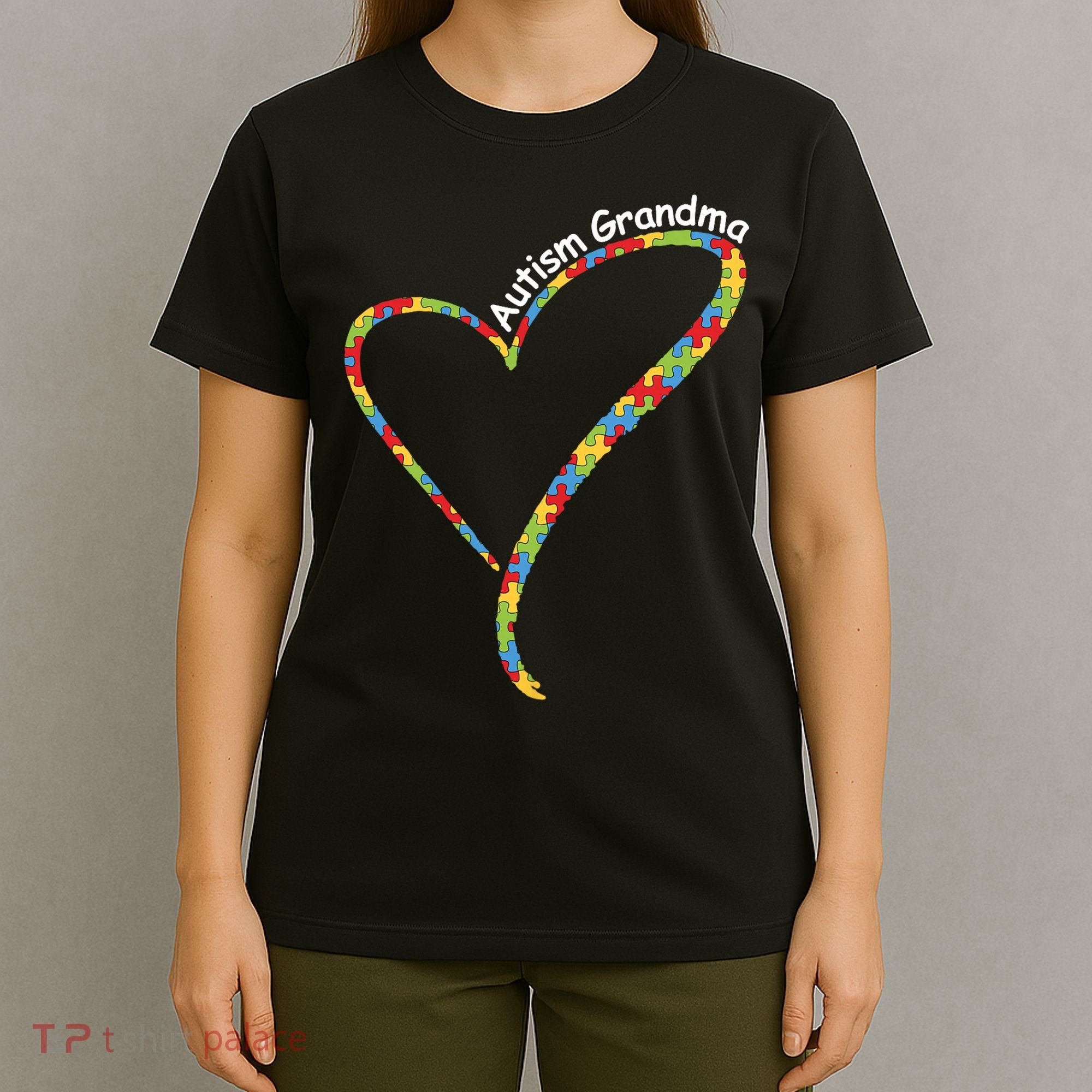 Autism Grandma Autism Awareness Puzzle Piece Heart T-Shirt