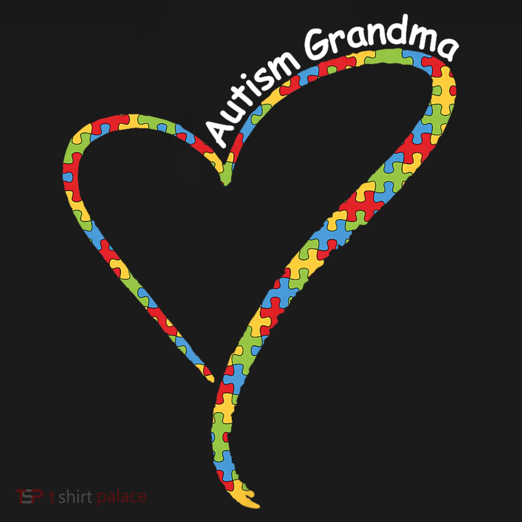 Autism Grandma Autism Awareness Puzzle Piece Heart T-Shirt