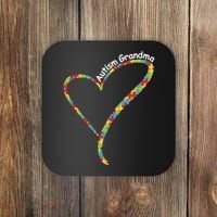 Autism Grandma Autism Awareness Puzzle Piece Heart Coaster thumb 0
