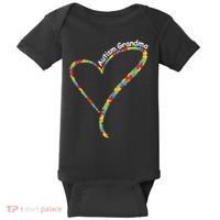 Autism Grandma Autism Awareness Puzzle Piece Heart Baby Bodysuit thumb 0