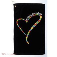 Autism Grandma Autism Awareness Puzzle Piece Heart Golf Towel thumb 0