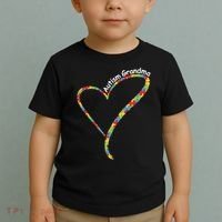Autism Grandma Autism Awareness Puzzle Piece Heart Toddler T-Shirt thumb 2