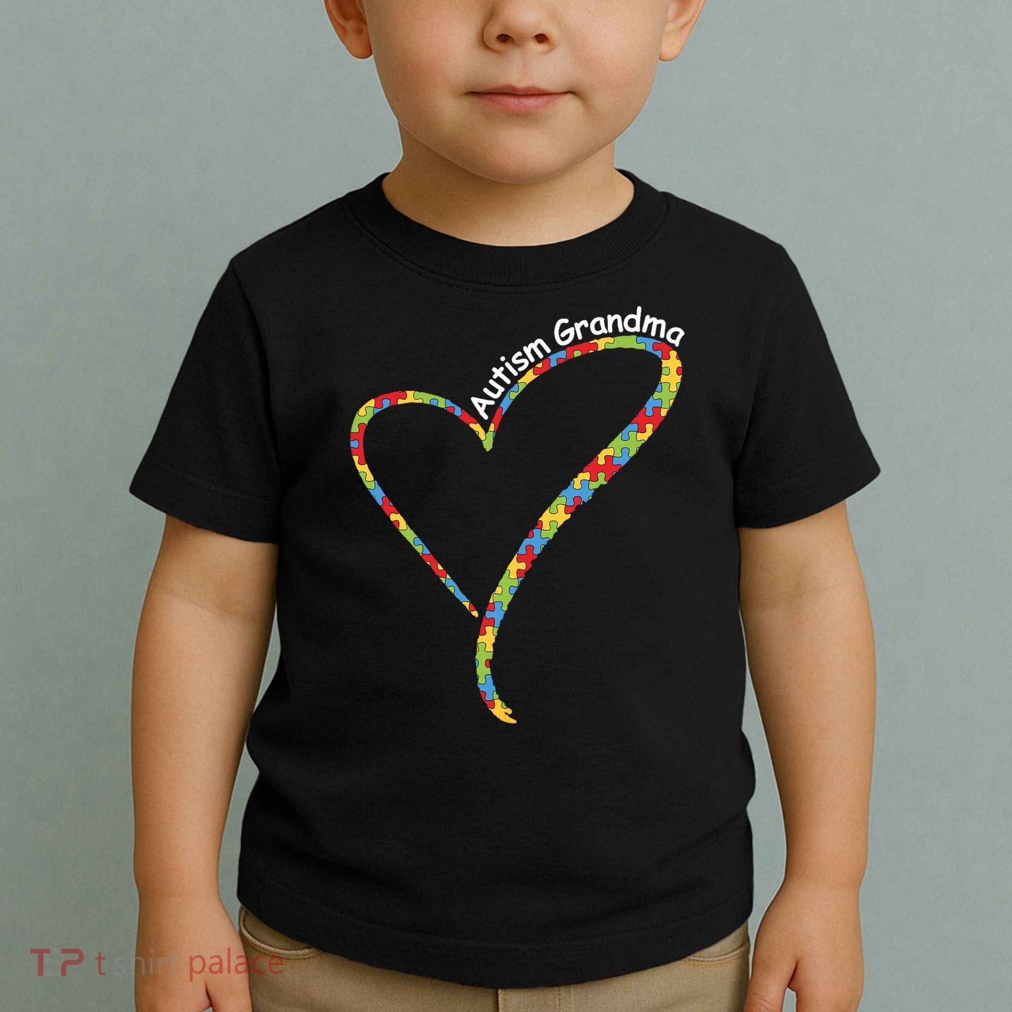 Autism Grandma Autism Awareness Puzzle Piece Heart Toddler T-Shirt