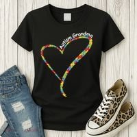 Autism Grandma Autism Awareness Puzzle Piece Heart Women's T-Shirt thumb 3