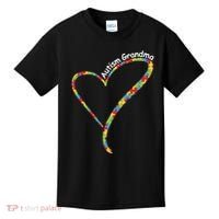 Autism Grandma Autism Awareness Puzzle Piece Heart Kids T-Shirt thumb 0