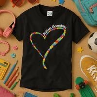 Autism Grandma Autism Awareness Puzzle Piece Heart Kids T-Shirt thumb 3