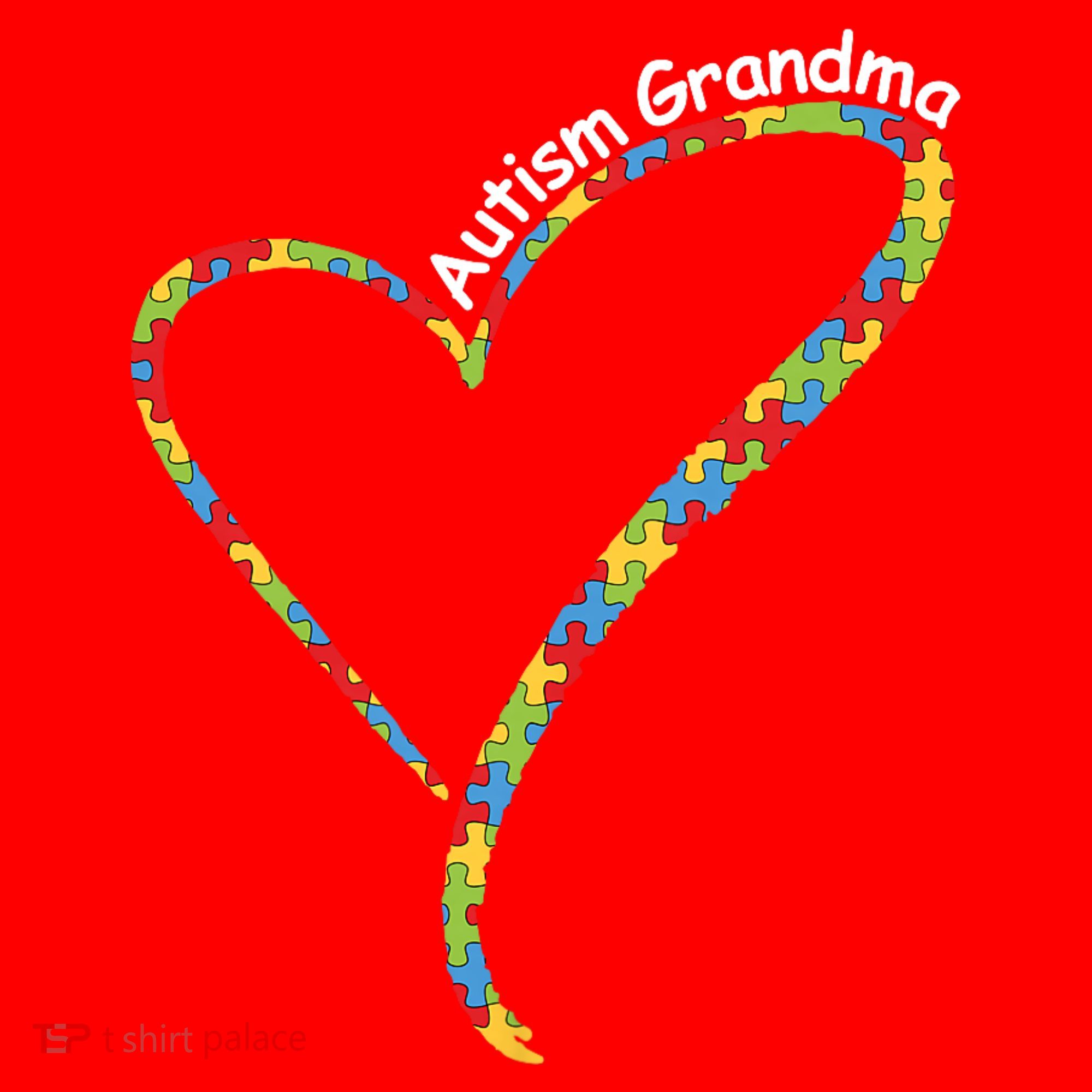 Autism Grandma Autism Awareness Puzzle Piece Heart Santa Hat