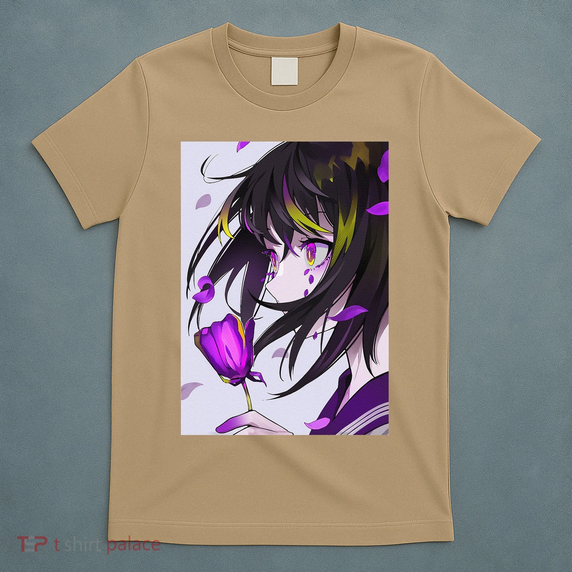 Anime Girl Aesthetic Floral Japanese Kawaii Waifu T-Shirt