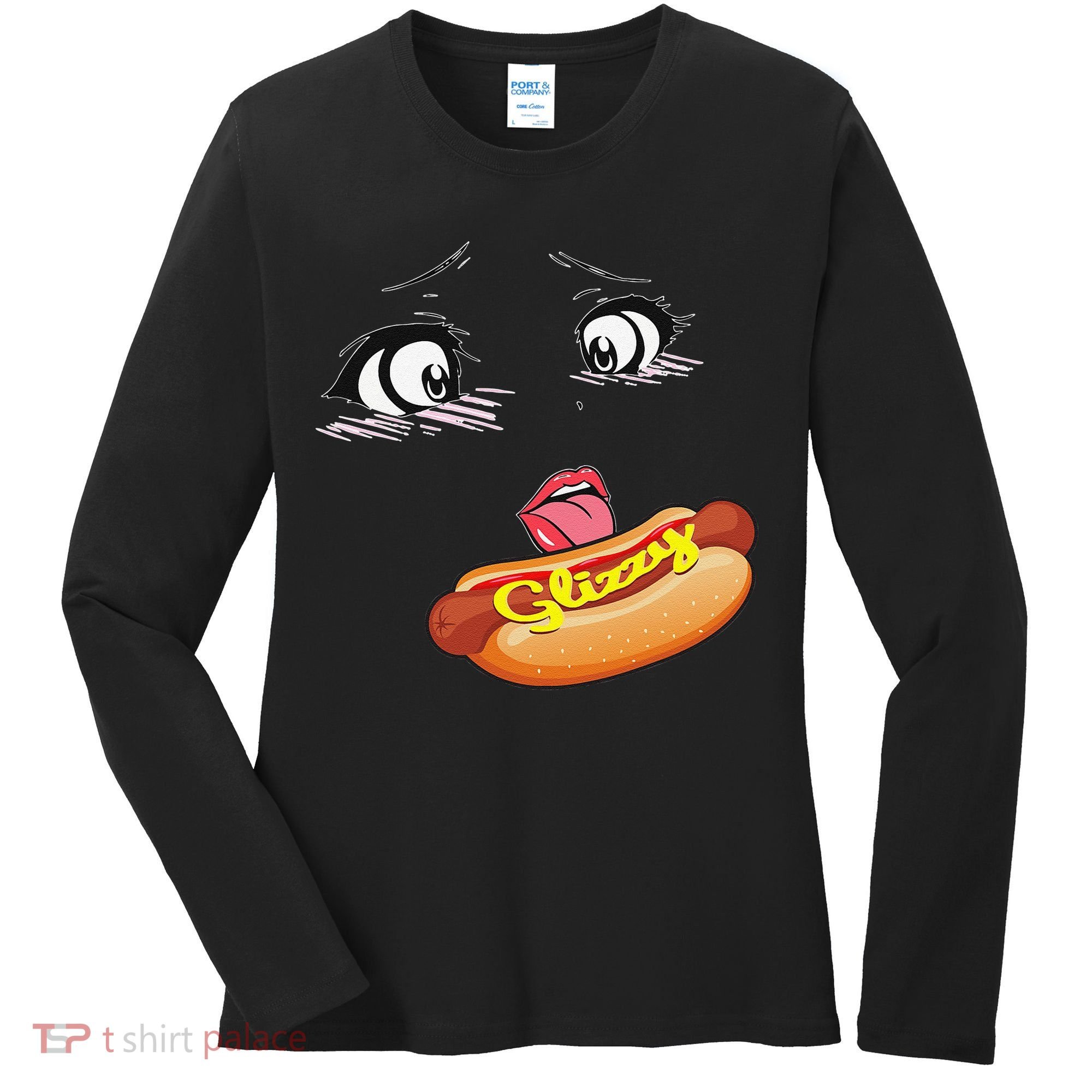 Anime Girl Ahegao Glizzy Hotdog Women's Long Sleeve Shirt