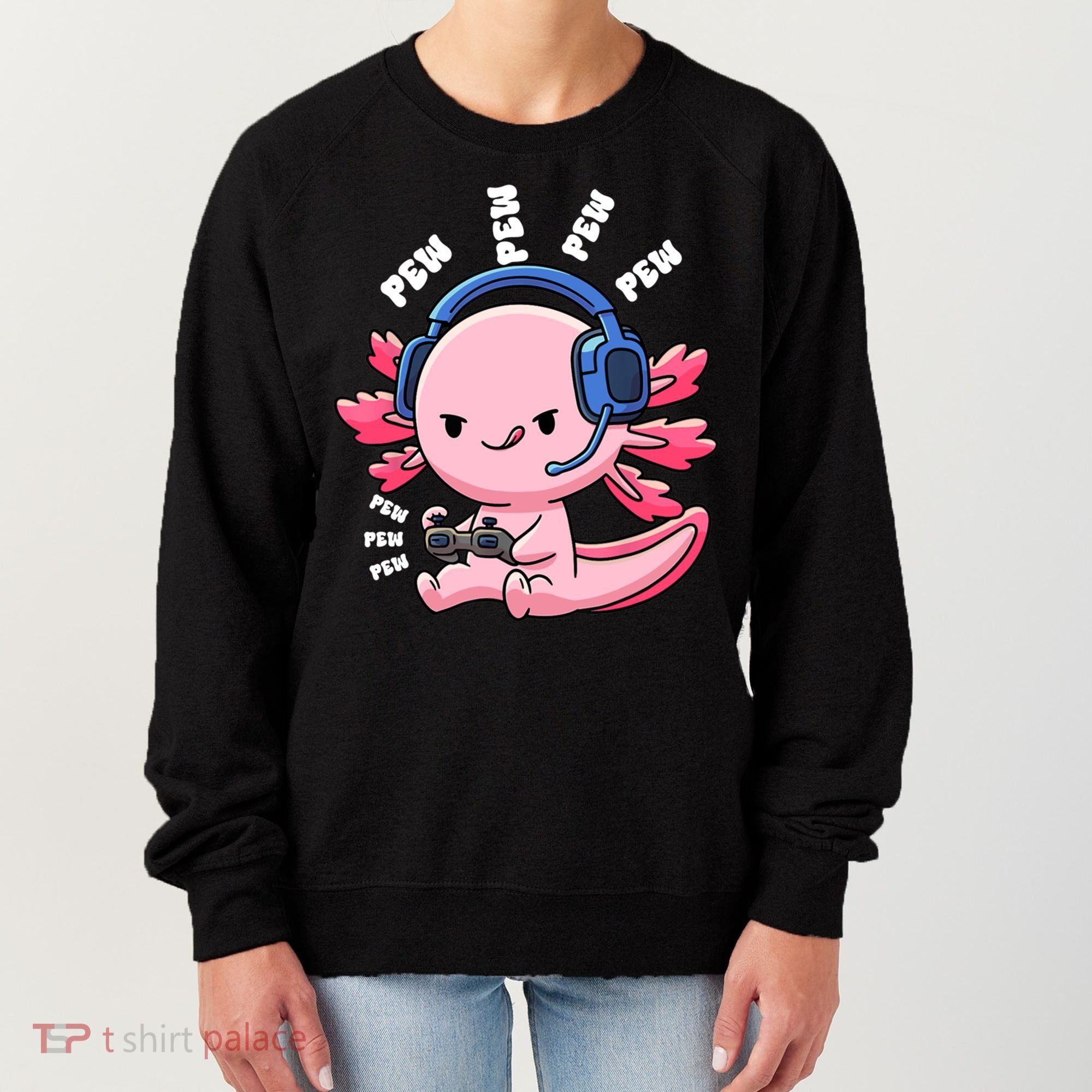 Axolotl Gaming Anime Video Game Pew Gamer Great Gift Women's Sweatshirt