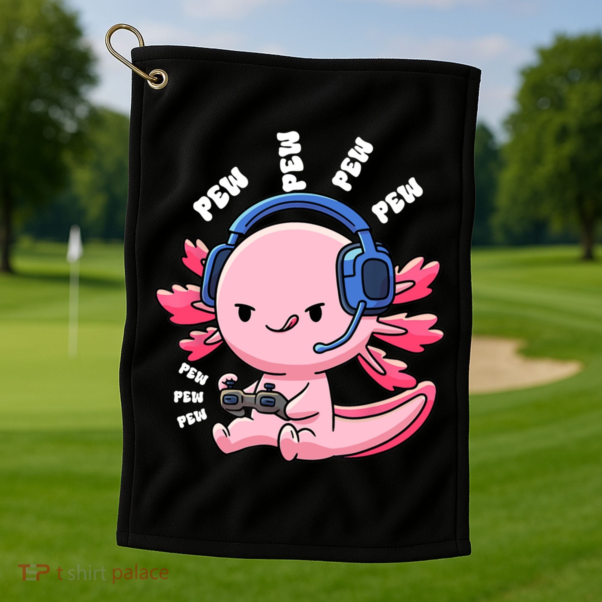 Axolotl Gaming Anime Video Game Pew Gamer Great Gift Golf Towel