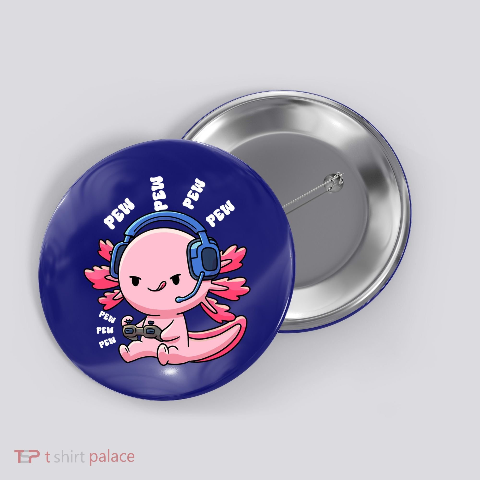 Axolotl Gaming Anime Video Game Pew Gamer Great Gift Button