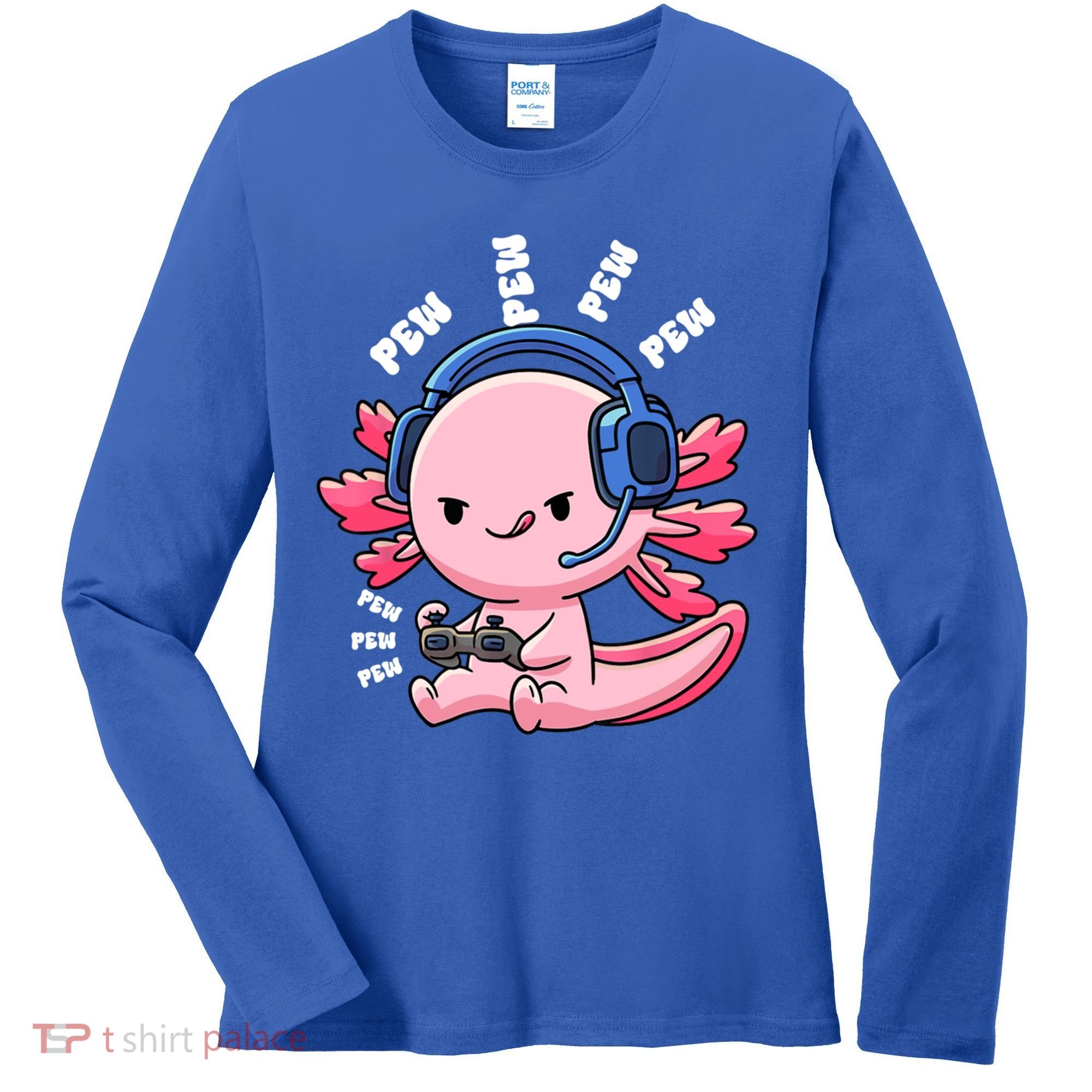 Axolotl Gaming Anime Video Game Pew Gamer Great Gift Women's Long Sleeve Shirt