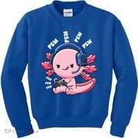 Axolotl Gaming Anime Video Game Pew Gamer Great Gift Kids Sweatshirt thumb 0
