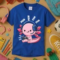 Axolotl Gaming Anime Video Game Pew Gamer Great Gift Kids T-Shirt thumb 3