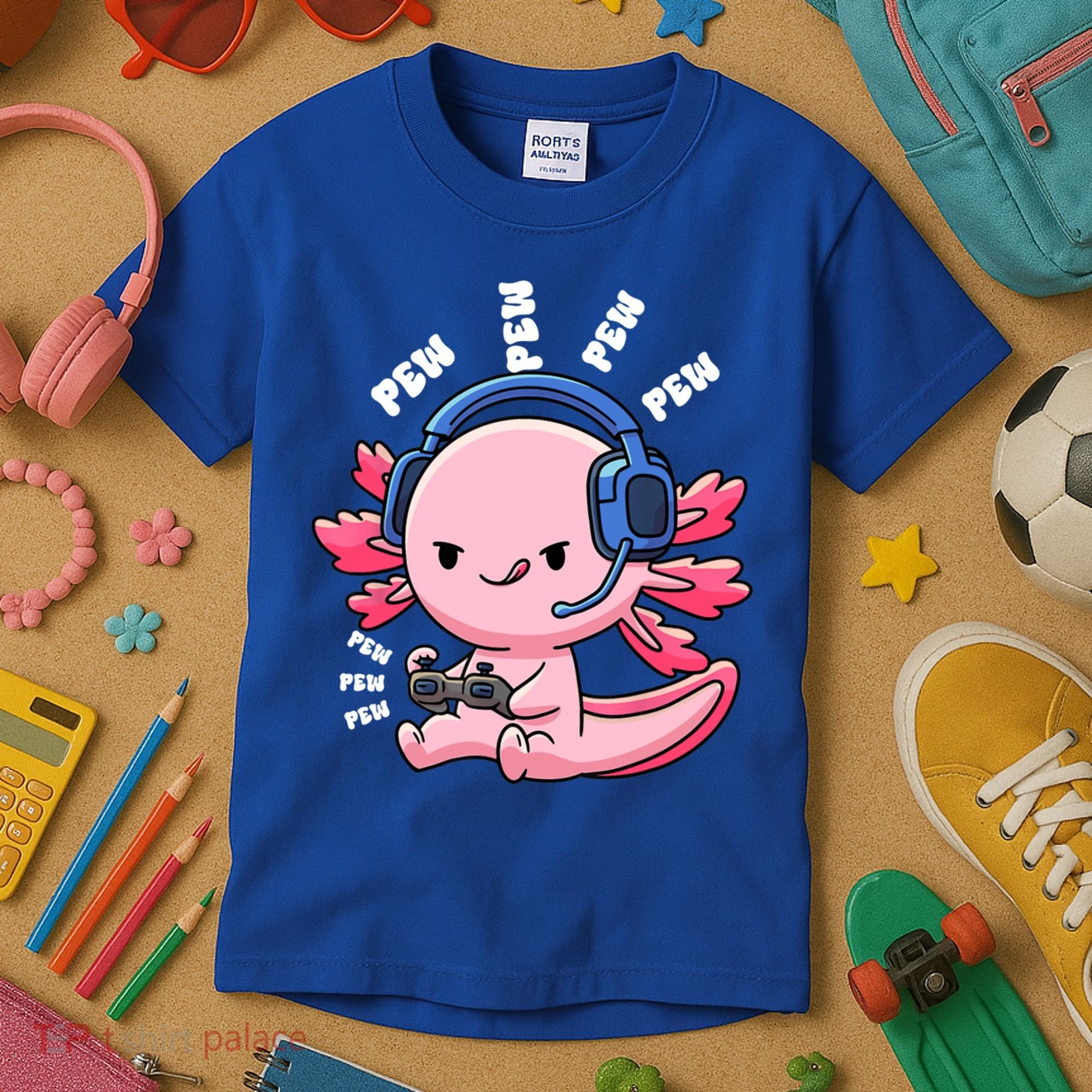 Axolotl Gaming Anime Video Game Pew Gamer Great Gift Kids T-Shirt