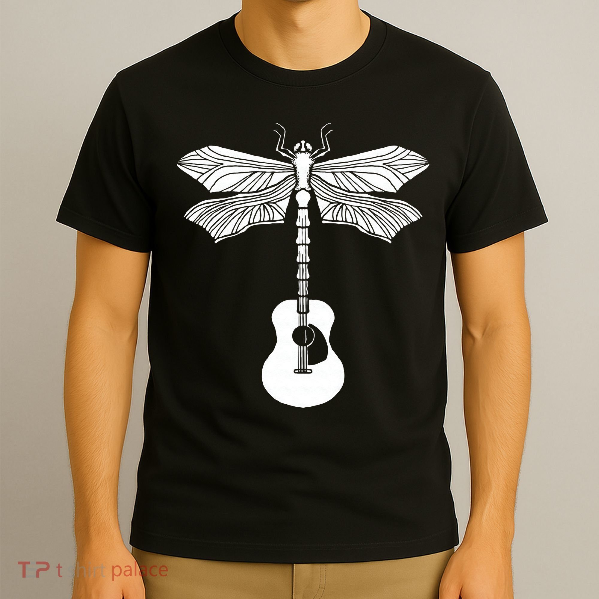 Acoustic Guitar Artistic Dragonfly Music & Musician Vitnage T-Shirt
