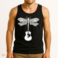 Acoustic Guitar Artistic Dragonfly Music & Musician Vitnage Tank Top thumb 3