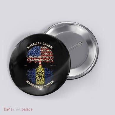American Grown Barbadian Roots Barbados Flag Button