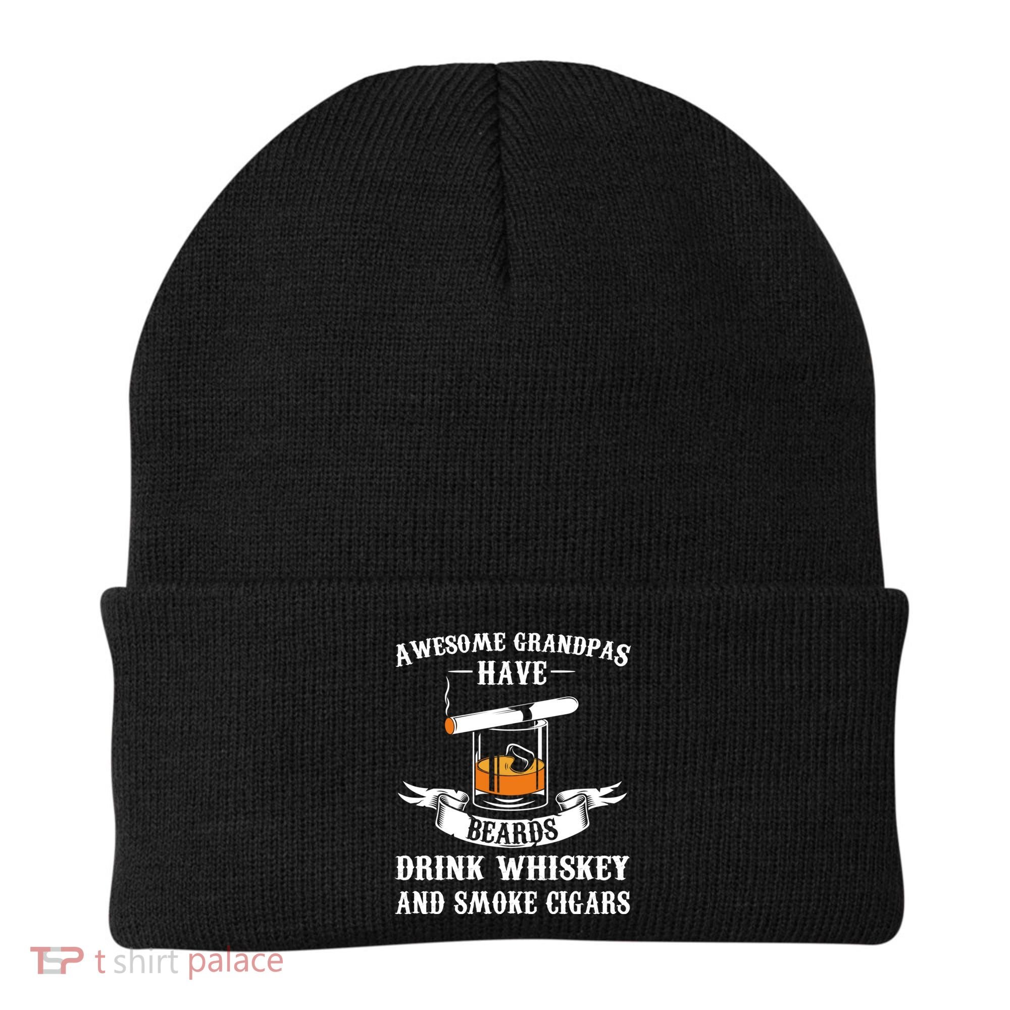Awesome Grandpa's Beards Whiskey And Cigars Cigars Meaningful Gift Beanie