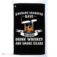 Awesome Grandpa's Beards Whiskey And Cigars Cigars Meaningful Gift Golf Towel thumb 0