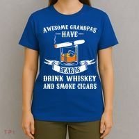 Awesome Grandpa's Beards Whiskey And Cigars Cigars Meaningful Gift T-Shirt thumb 4