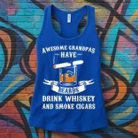 Awesome Grandpa's Beards Whiskey And Cigars Cigars Meaningful Gift Women's Tank Top thumb 3