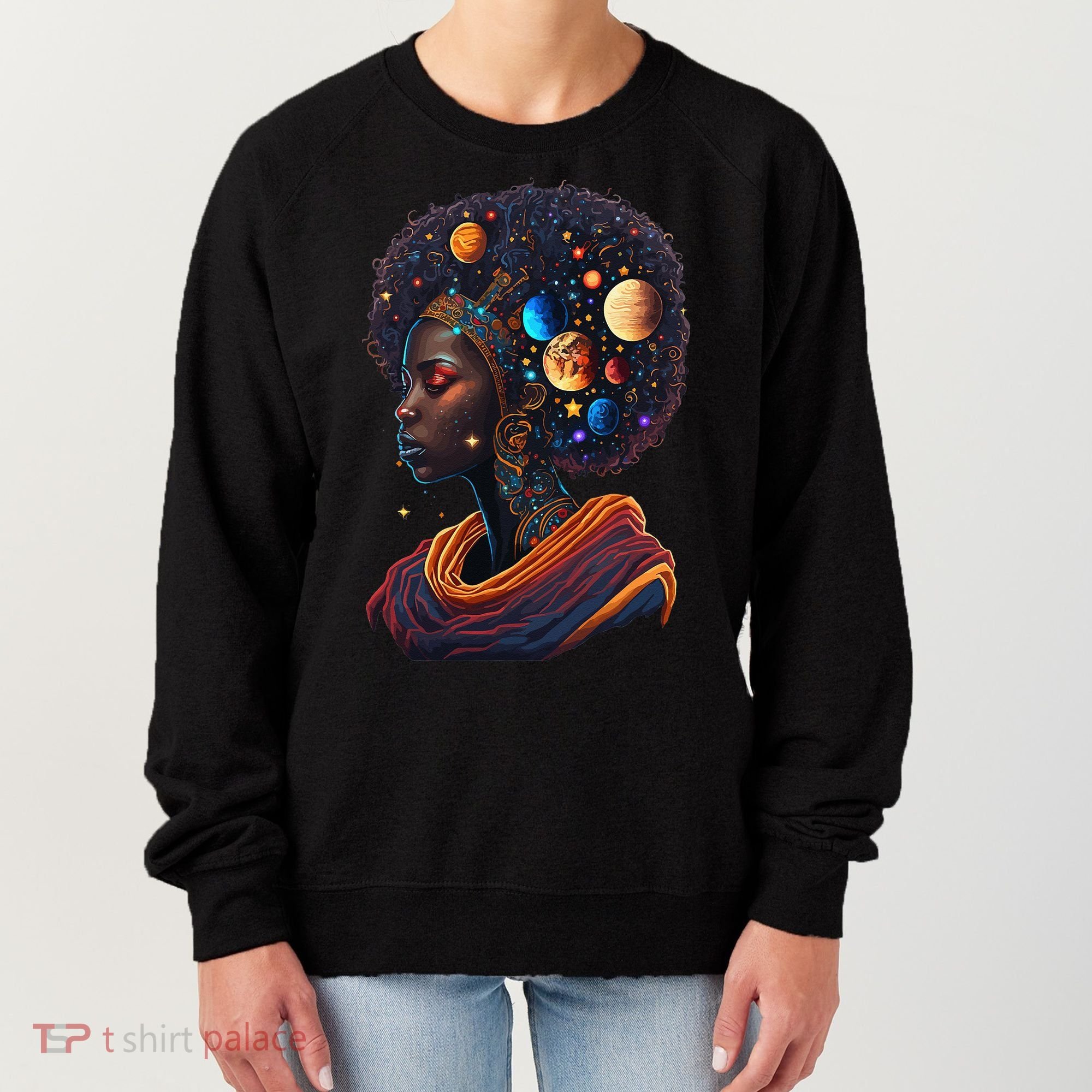 Afro Galactic Beauty Queen Pride Woman Space Black History Women's Sweatshirt
