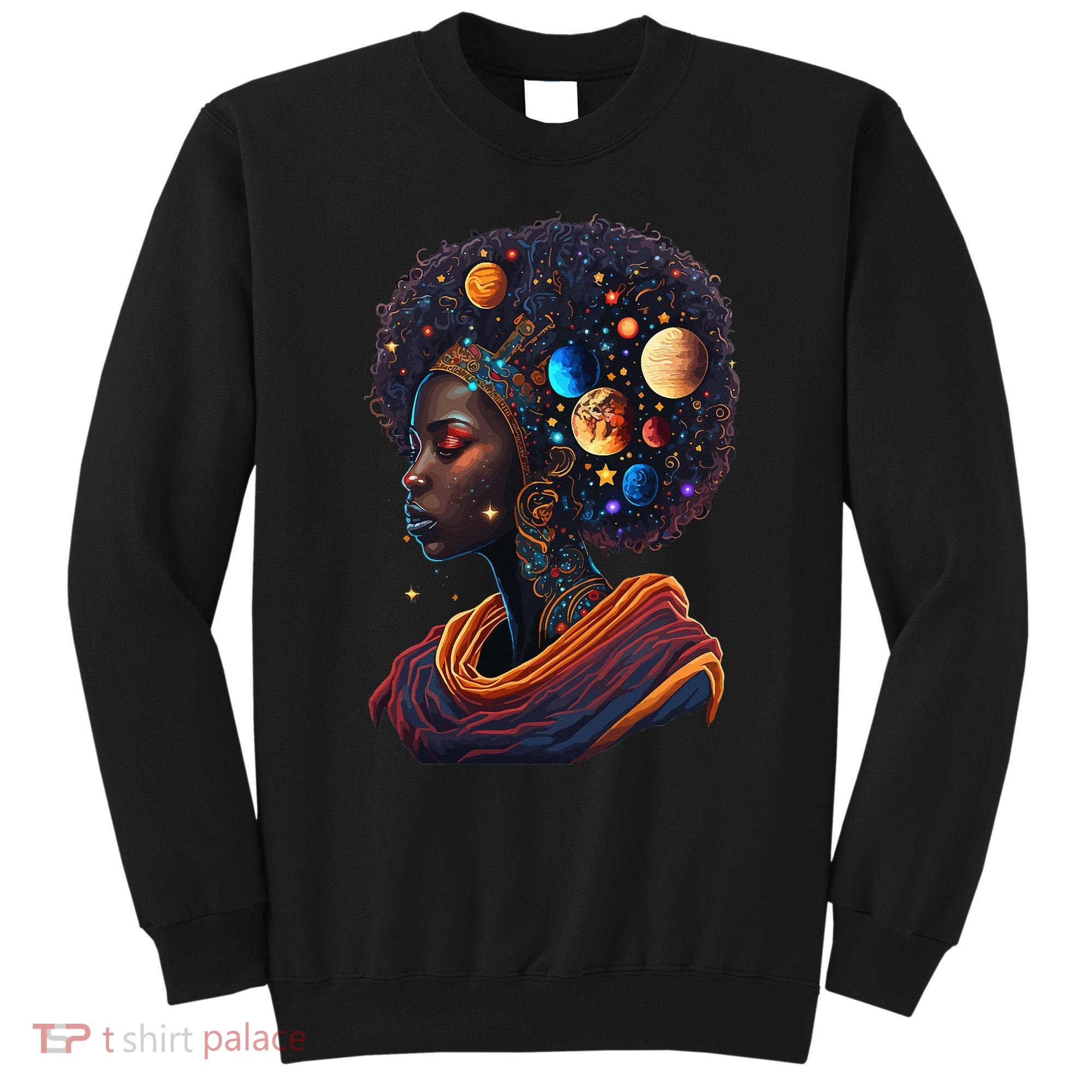 Afro Galactic Beauty Queen Pride Woman Space Black History Sweatshirt