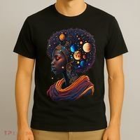 Afro Galactic Beauty Queen Pride Woman Space Black History T-Shirt thumb 3