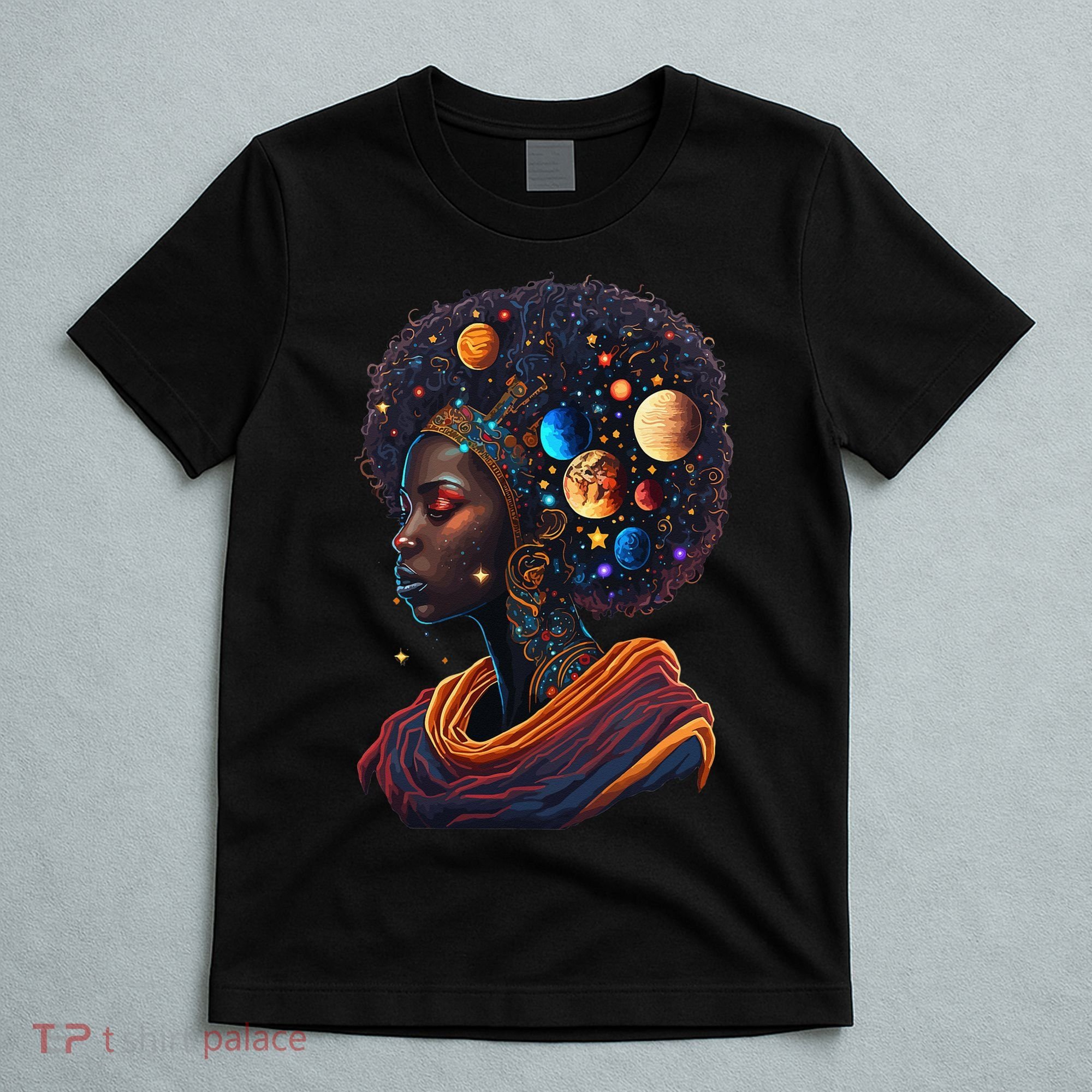 Afro Galactic Beauty Queen Pride Woman Space Black History T-Shirt