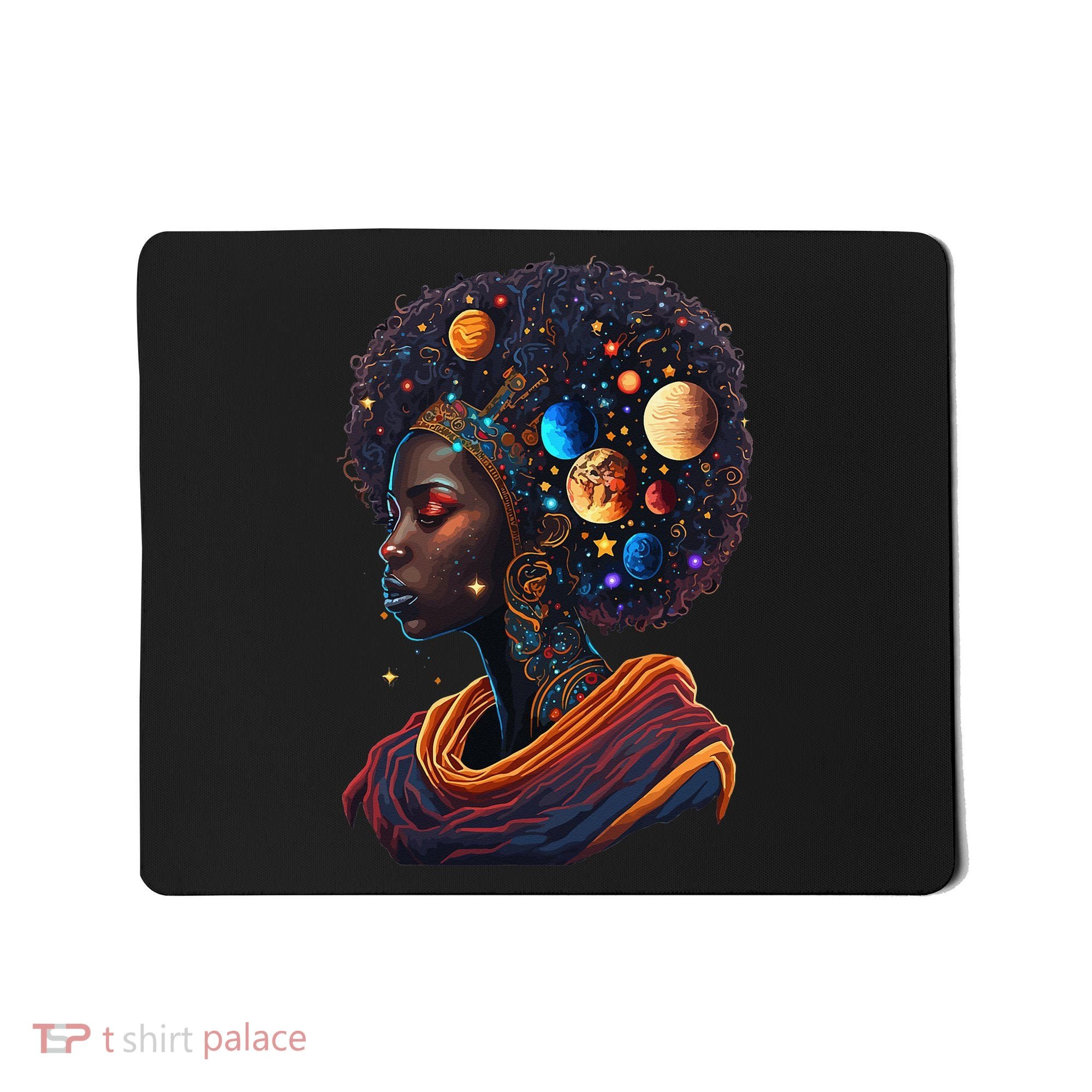 Afro Galactic Beauty Queen Pride Woman Space Black History Mousepad