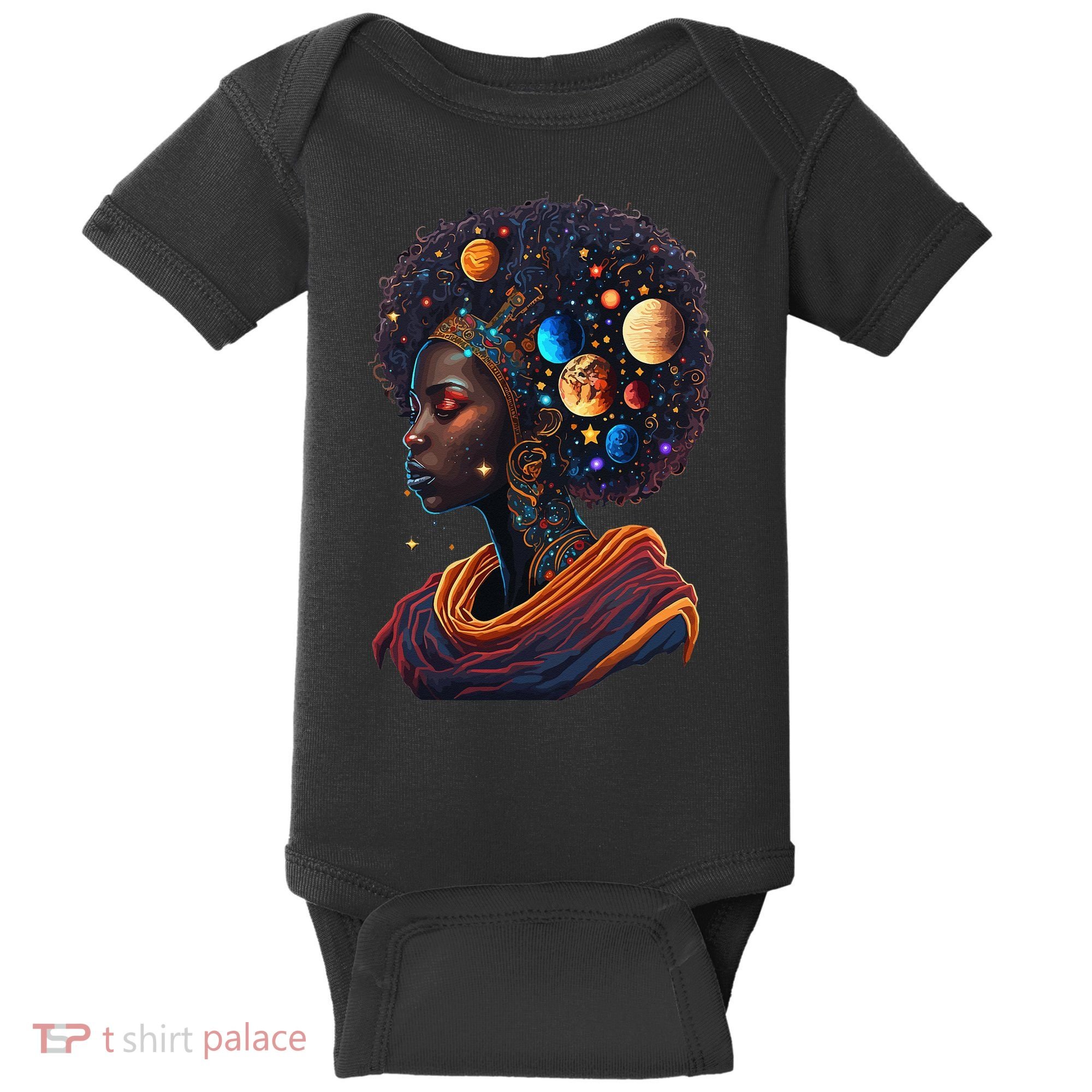 Afro Galactic Beauty Queen Pride Woman Space Black History Baby Bodysuit