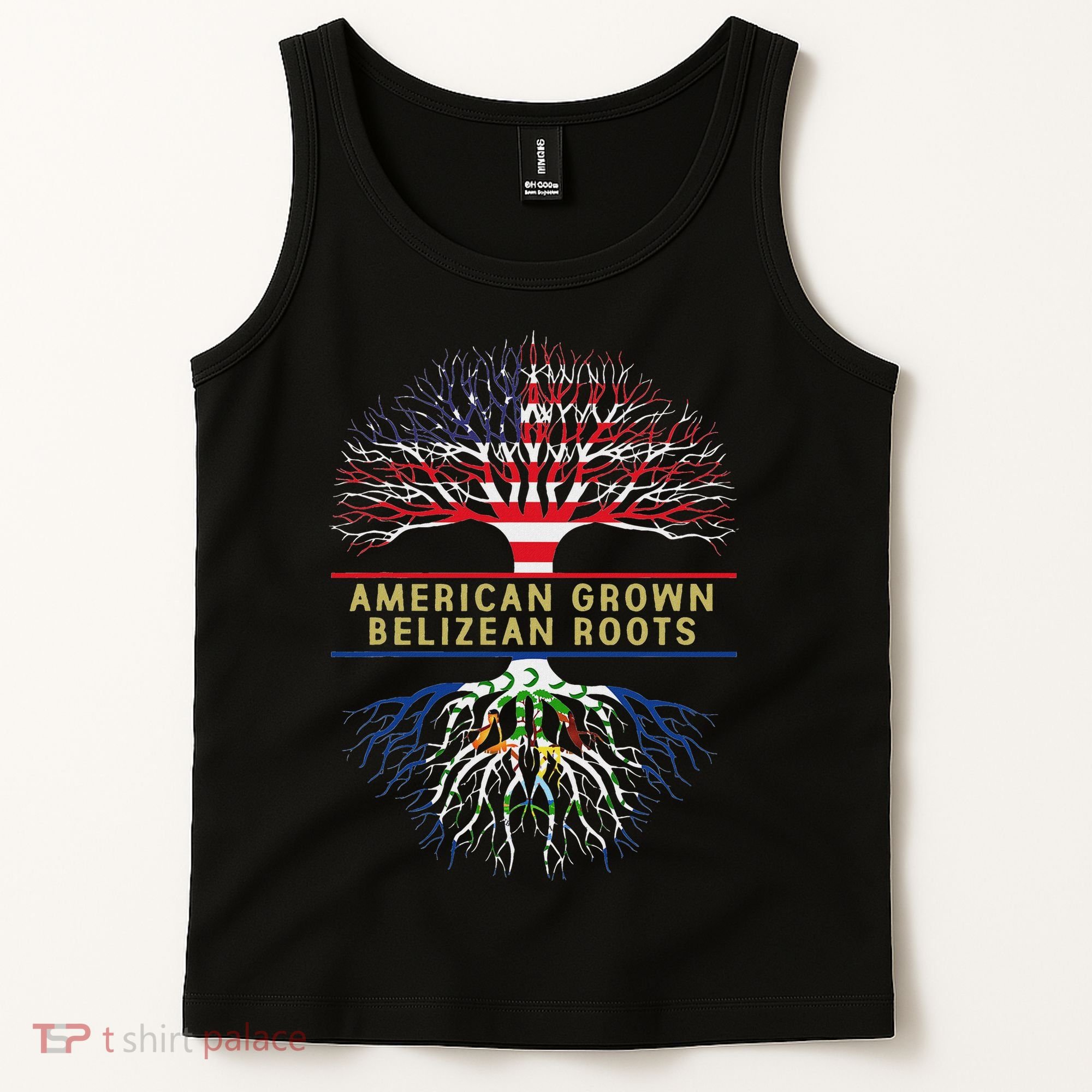 American Grown Belizean Roots America Belize Tree Flag Tank Top