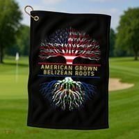 American Grown Belizean Roots America Belize Tree Flag Golf Towel thumb 1