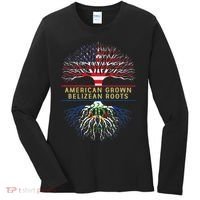 American Grown Belizean Roots America Belize Tree Flag Women's Long Sleeve Shirt thumb 0