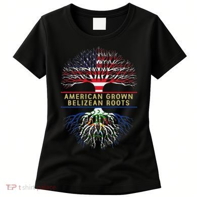 American Grown Belizean Roots America Belize Tree Flag Women's T-Shirt