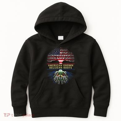 American Grown Belizean Roots America Belize Tree Flag Kids Hoodie