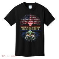 American Grown Belizean Roots America Belize Tree Flag Kids T-Shirt thumb 0