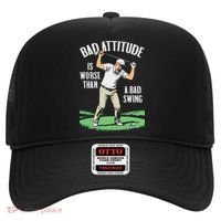 Angry Golfer Bad Attitude Worse Swing Funny Golf Quote Hat thumb 0