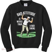 Angry Golfer Bad Attitude Worse Swing Funny Golf Quote Kids Sweatshirt thumb 0