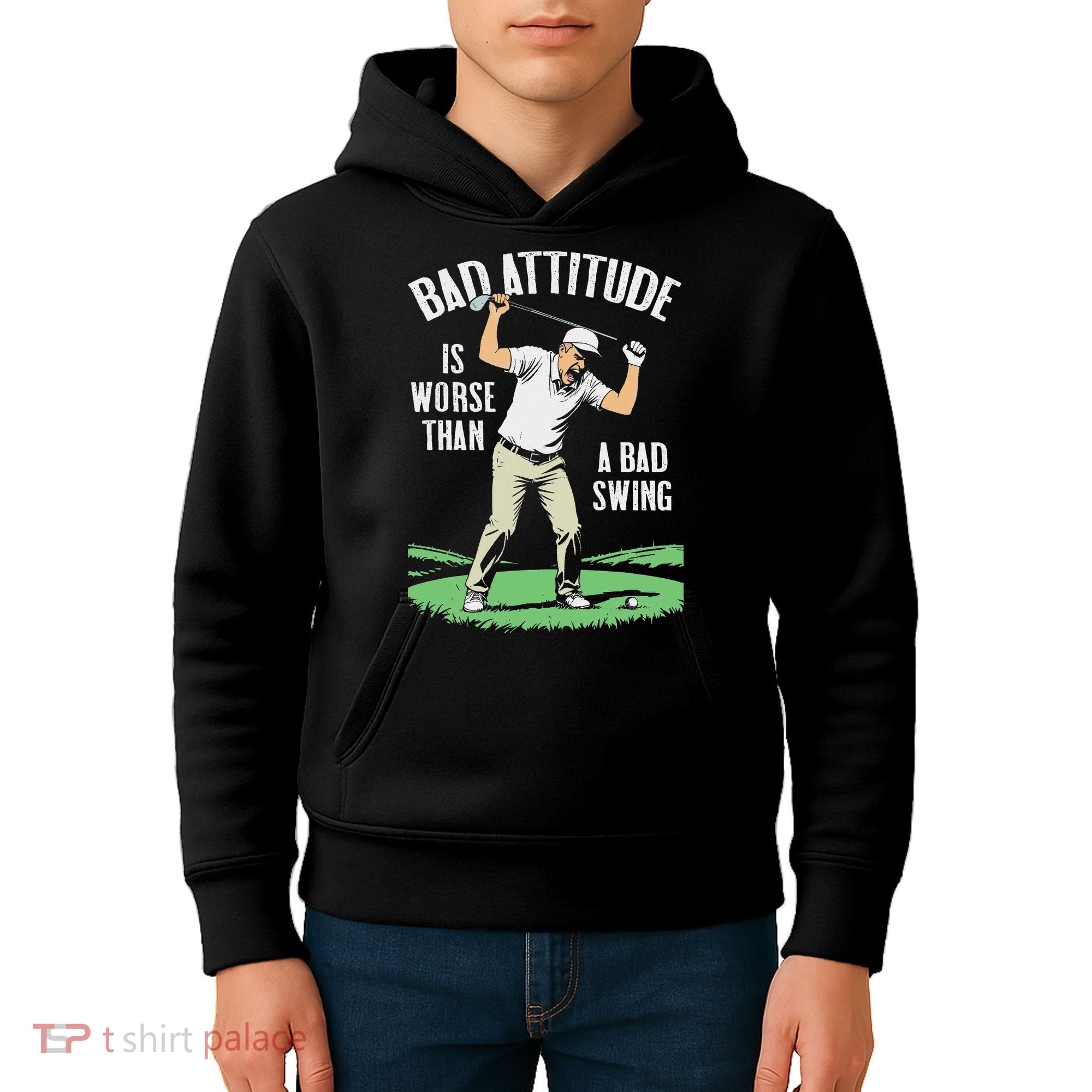 Angry Golfer Bad Attitude Worse Swing Funny Golf Quote Kids Hoodie